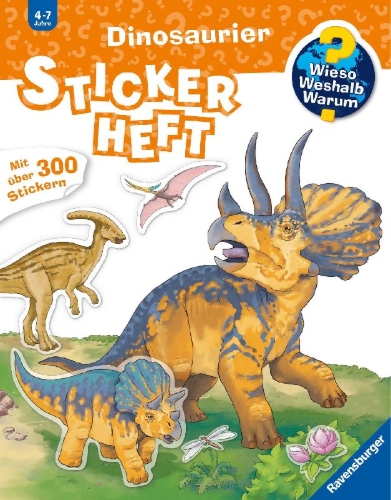 Buchcover und Innenansicht für das Buch: Dinosaurier Stickerheft