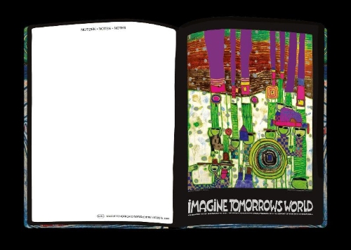 Buchcover und Innenansicht für das Buch: Hundertwasser Agenda 2027. Tagesplaner