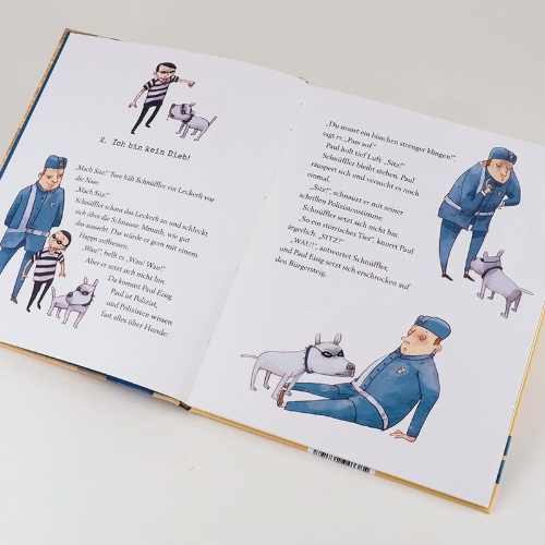 Buchcover und Innenansicht für das Buch: Familjen Knyckertz och snutjakten