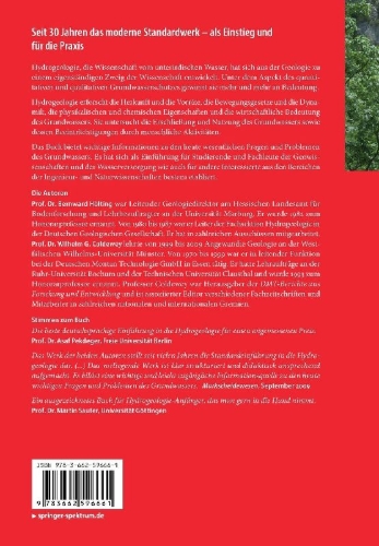 Buchcover und Innenansicht für das Buch: Hydrogeologie