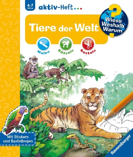 Buchcover und Innenansicht für das Buch: Wieso? Weshalb? Warum? aktiv-Heft: Tiere der Welt