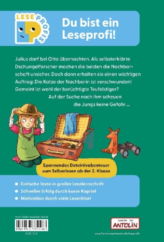 Buchcover und Innenansicht für das Buch: Leseprofis - Tigerjagd um Mitternacht, 2. Klasse