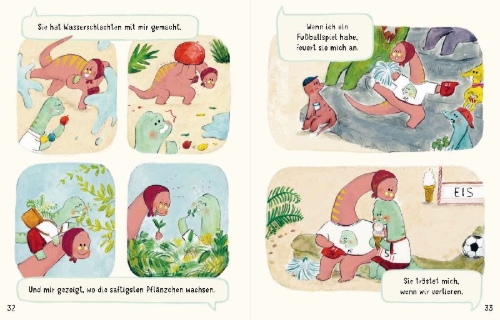 Buchcover und Innenansicht für das Buch: Little Dinosaurs, Big Feelings. 10 Mindful Stories