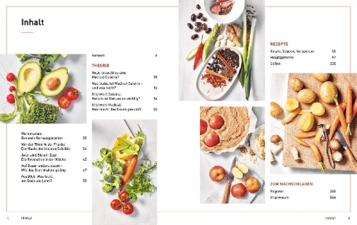 Buchcover und Innenansicht für das Buch: Medical Cuisine