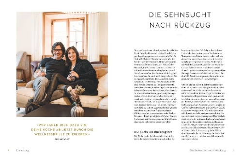 Buchcover und Innenansicht für das Buch: Unser Ayurveda Kitchen Retreat