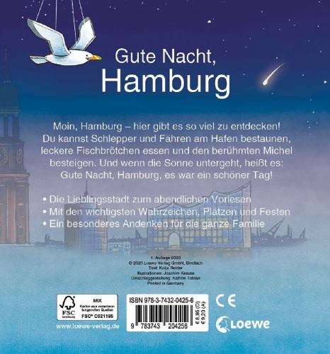 Buchcover und Innenansicht für das Buch: Gute Nacht, Hamburg
