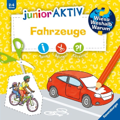 Buchcover und Innenansicht für das Buch: Wieso? Weshalb? Warum? junior AKTIV - Fahrzeuge