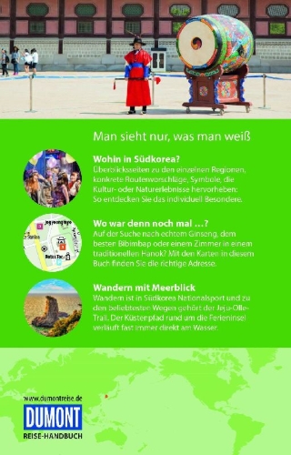 Buchcover und Innenansicht für das Buch: DUMONT Reise-Handbuch Reiseführer Südkorea
