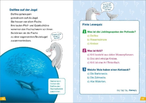 Buchcover und Innenansicht für das Buch: WAS IST WAS Erstes Lesen Band 1. Wale und Delfine