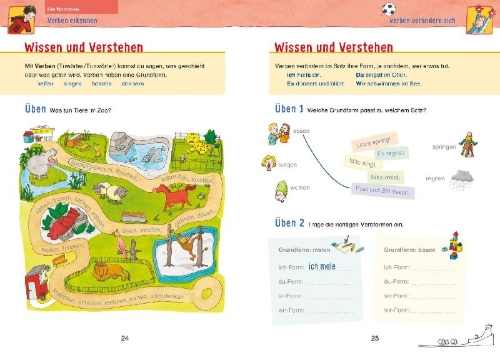 Buchcover und Innenansicht für das Buch: Wissen - Üben - Testen: Deutsch 2. Klasse