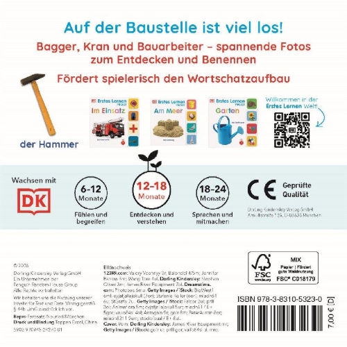 Buchcover und Innenansicht für das Buch: Erstes Lernen Pocket. Baustelle