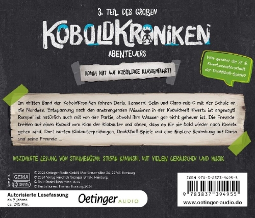 Buchcover und Innenansicht für das Buch: KoboldKroniken 3. Klassenfahrt mit Klabauter
