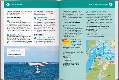 Buchcover und Innenansicht für das Buch: MARCO POLO Camper Guide Französische Atlantikküste