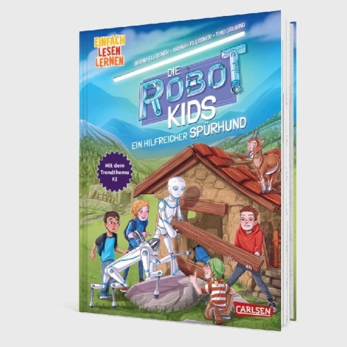 Buchcover und Innenansicht für das Buch: Die Robot-Kids: Ein hilfreicher Spürhund
