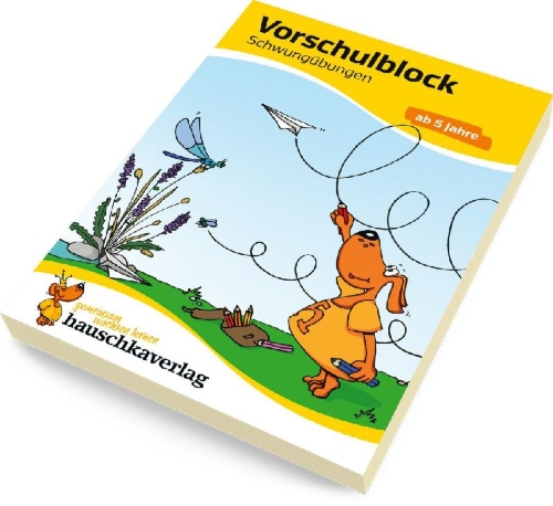 Buchcover und Innenansicht für das Buch: Vorschulblock - Schwungübungen ab 5 Jahre