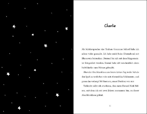 Buchcover und Innenansicht für das Buch: Nick & Charlie (deutsche Ausgabe)