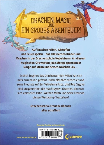 Buchcover und Innenansicht für das Buch: Drachenschule Nebelsturm (Band 3) - Das Turnier der Drachen
