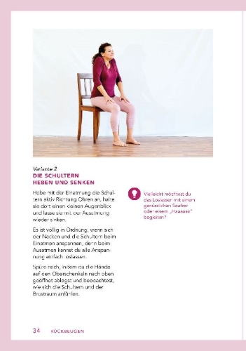 Buchcover und Innenansicht für das Buch: Yoga auf dem Stuhl für Senioren