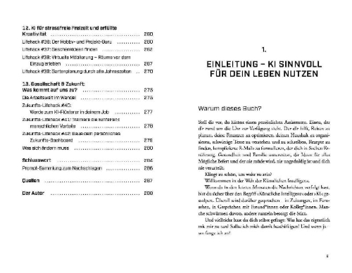 Buchcover und Innenansicht für das Buch: Smarter leben mit KI