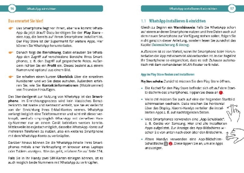 Buchcover und Innenansicht für das Buch: WhatsApp wirklich einfach erklärt - Die verständliche Anleitung für Android-Geräte wie Samsung, Xiaomi, Poco, Oppo, OnePlus etc.