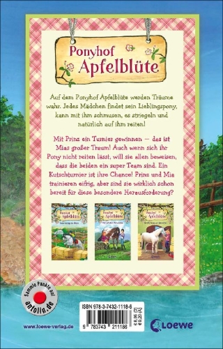 Buchcover und Innenansicht für das Buch: Ponyhof Apfelblüte (Band 19) - Du schaffst das, Prinz!
