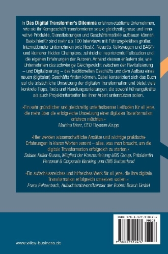 Buchcover und Innenansicht für das Buch: Das Digital Transformer's Dilemma