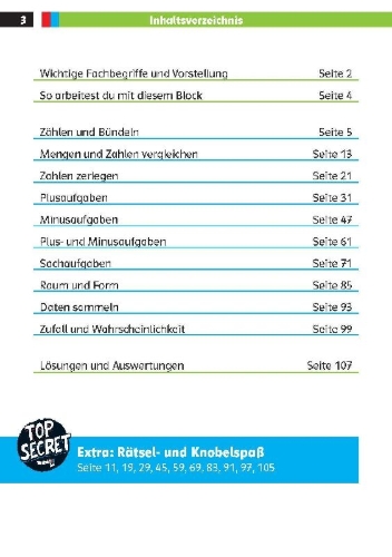 Buchcover und Innenansicht für das Buch: Die drei ??? Kids: Mein Matheblock 1. Klasse
