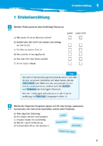 Buchcover und Innenansicht für das Buch: 10-Minuten-Training Texte schreiben. Deutsch 5./6. Klasse