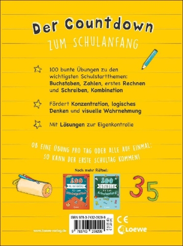 Buchcover und Innenansicht für das Buch: 100 Übungen bis zur Einschulung