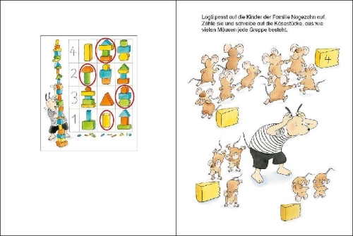 Buchcover und Innenansicht für das Buch: 100 Übungen bis zur Einschulung