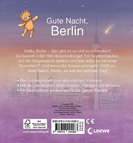 Buchcover und Innenansicht für das Buch: Gute Nacht, Berlin
