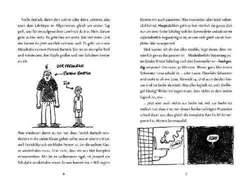 Buchcover und Innenansicht für das Buch: Die extrem fantastische Theo-Miller-Gang