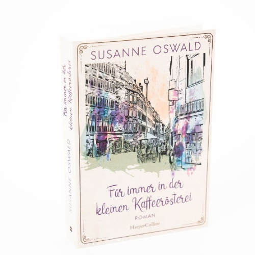 Buchcover und Innenansicht für das Buch: Für immer in der kleinen Kaffeerösterei