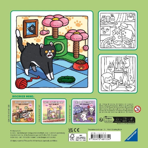Buchcover und Innenansicht für das Buch: Cozy Coloring - Naughty Cats