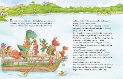 Buchcover und Innenansicht für das Buch: Der kleine Drache Kokosnuss - Geheimauftrag Kindergarten