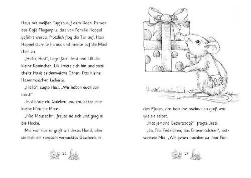 Buchcover und Innenansicht für das Buch: Die magischen Tierfreunde - Fibi Federchen ganz allein