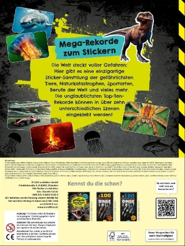 Buchcover und Innenansicht für das Buch: Das gefährlichste Stickerheft der Welt