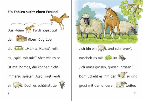 Buchcover und Innenansicht für das Buch: Bildermaus - Ein Freund für das kleine Fohlen