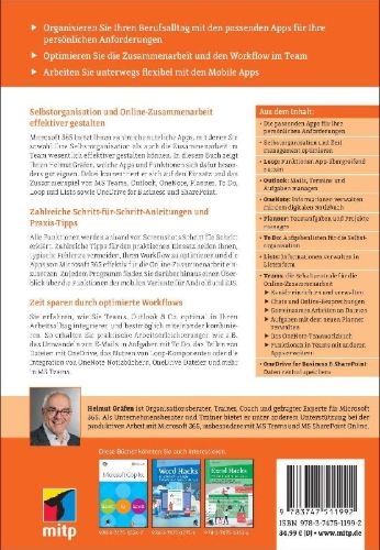 Buchcover und Innenansicht für das Buch: Effektives Arbeiten mit MS Teams, OneNote, Outlook & Co.