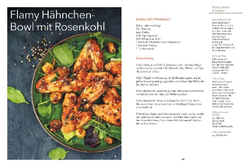 Buchcover und Innenansicht für das Buch: Airfryer Balance - Detox für die Leber