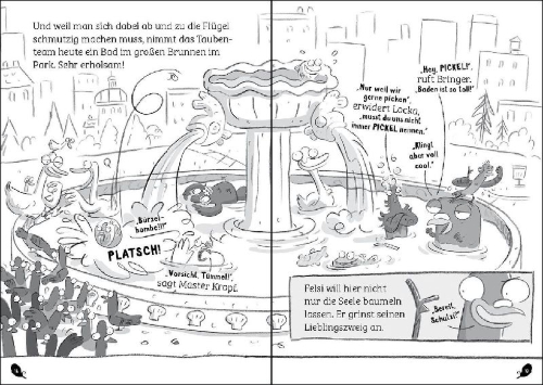 Buchcover und Innenansicht für das Buch: Real Pigeons Splash Back