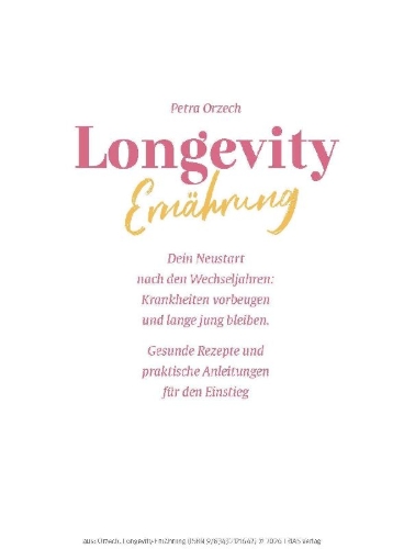 Buchcover und Innenansicht für das Buch: Longevity-Ernährung