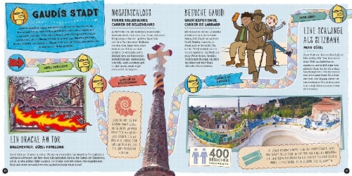 Buchcover und Innenansicht für das Buch: Lonely Planet Kinderreiseführer Komm mit nach Barcelona (Lonely Planet Kids)