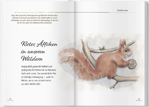 Buchcover und Innenansicht für das Buch: Von Elstern, Eichhörnchen und Erdhummeln