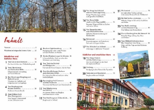 Buchcover und Innenansicht für das Buch: Wanderungen für Senioren im Harz