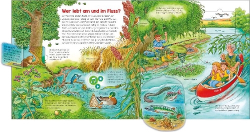 Buchcover und Innenansicht für das Buch: BOOKii® WAS IST WAS Kindergarten Tiere und Pflanzen am Wasser