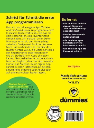 Buchcover und Innenansicht für das Buch: Eigene Apps programmieren für Dummies Junior