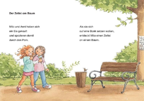 Buchcover und Innenansicht für das Buch: Leselöwen 1. Klasse - Zwei Freundinnen und ein verliebter Hund