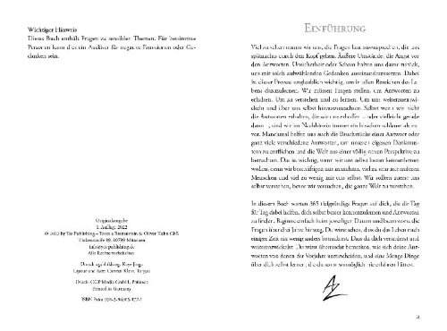 Buchcover und Innenansicht für das Buch: 3 AM Questions - Fragen für 3 Uhr nachts