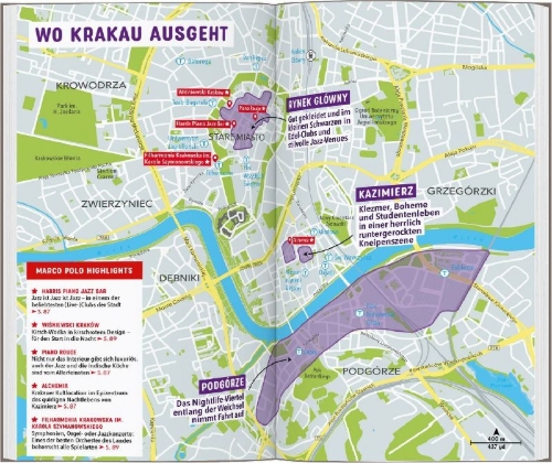 Buchcover und Innenansicht für das Buch: MARCO POLO Reiseführer Krakau
